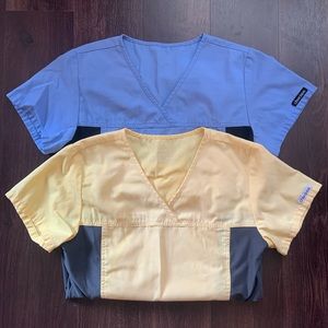 2 Small Cherokee Flexibles V-Necks - Yellow & Blue